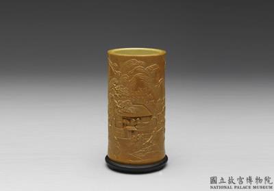 图片[2]-Brush holder with imitation of bamboo carving in yellow glaze, Qing dynasty, Jiaqing reign, 1796-1820-China Archive